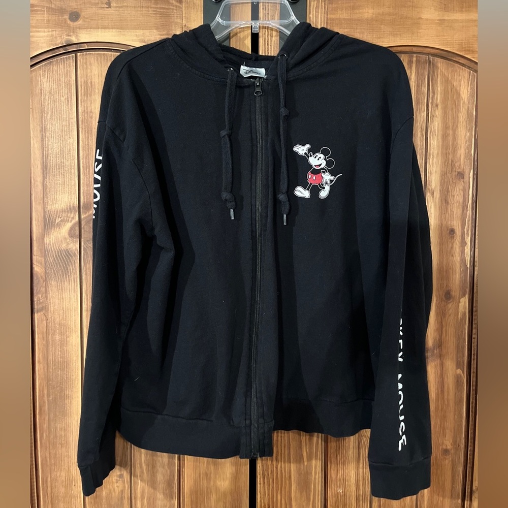 Disney Mickey Mouse Women's Hoodie Full Zip Jacket Size L Black